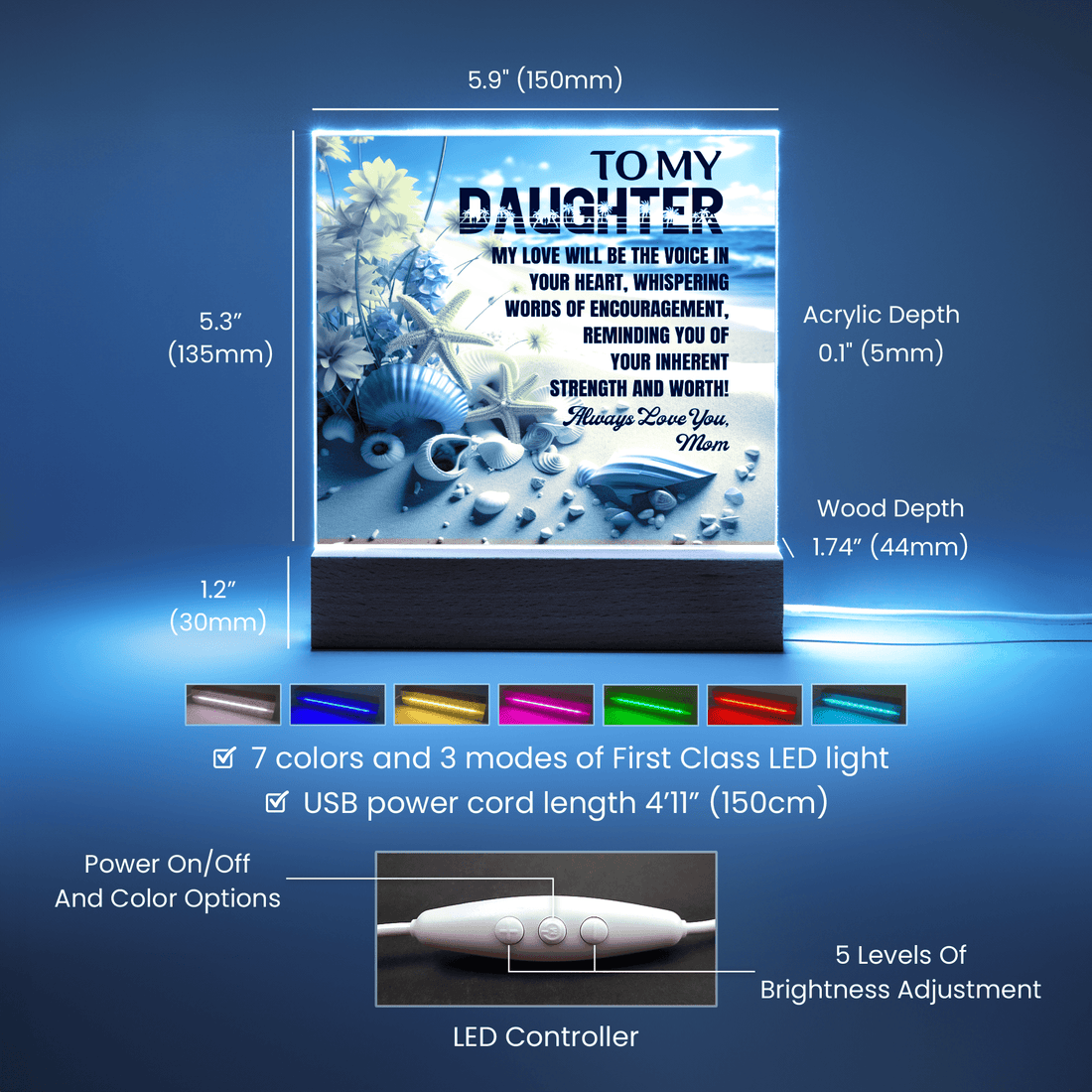 Voice In Your Heart - Gift for Daughter, Premium Acrylic Keepsake with Built-in LED Lights