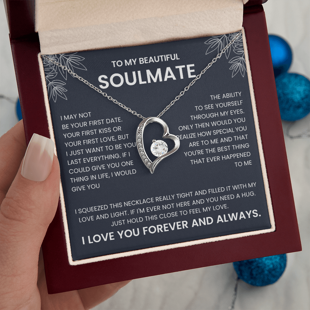 Forever Love Necklace for Soulmate | Heart Pendant Necklace Gift | Romantic Love Message Jewelry | Meaningful Gift for Her