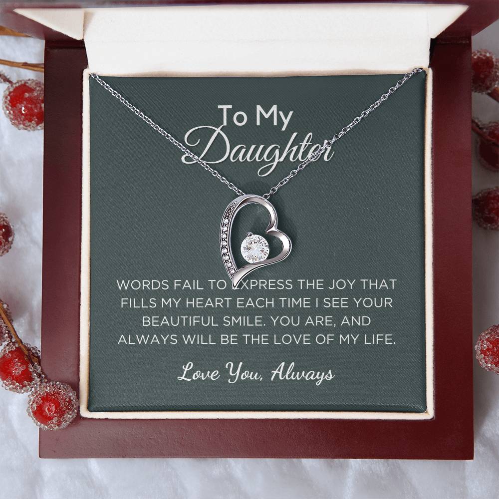 Gift For Daughter, Forever Love Pendant Necklace with Gift Box and Message Card