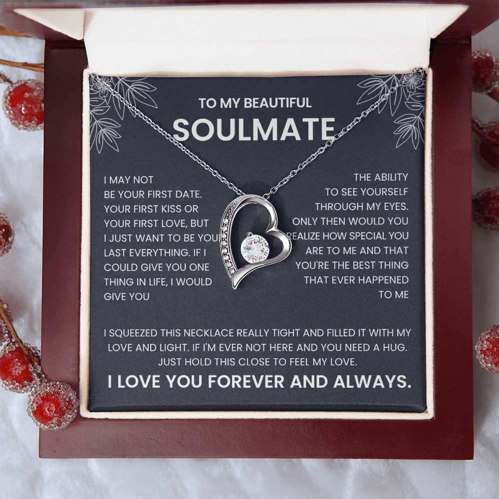 Forever Love Necklace for Soulmate | Heart Pendant Necklace Gift | Romantic Love Message Jewelry | Meaningful Gift for Her