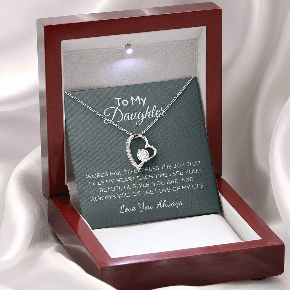 Gift For Daughter, Forever Love Pendant Necklace with Gift Box and Message Card