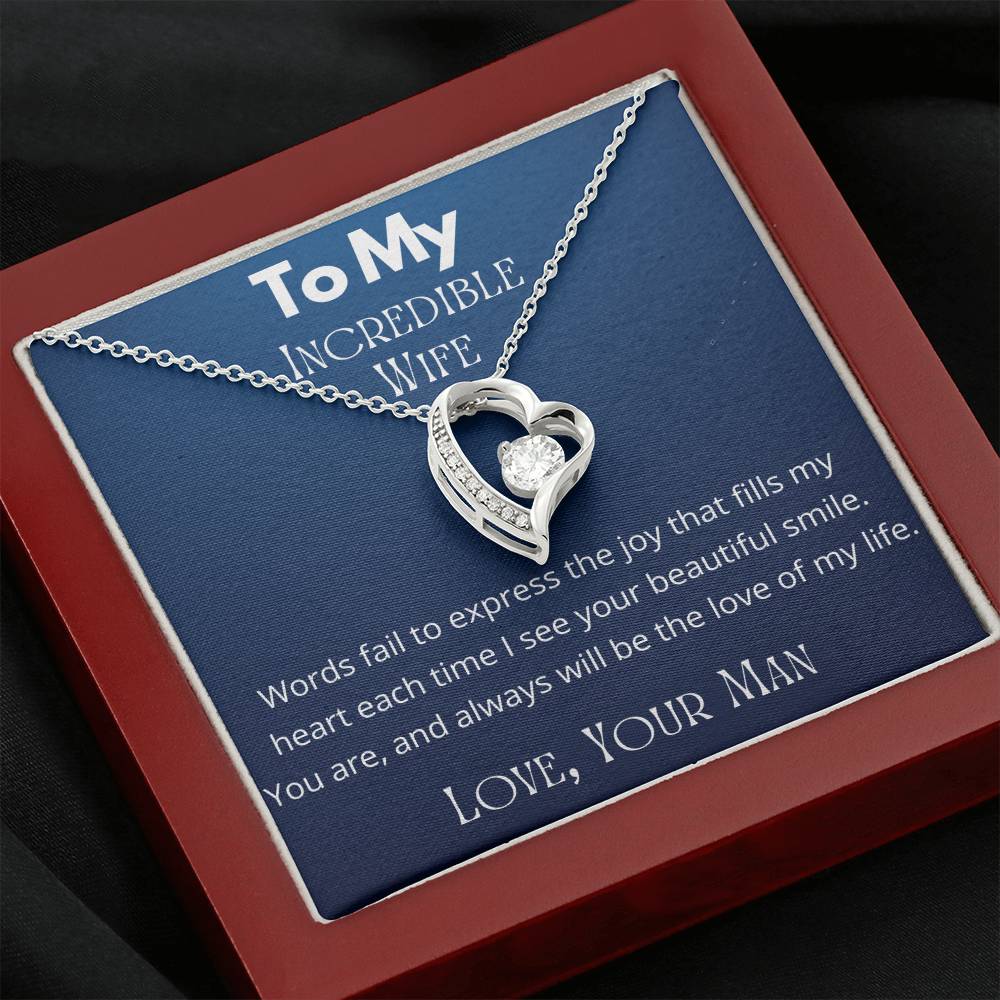 A Sentimental Necklace Gift for Your Beloved Wife with Message Card and Elegant Gift Box