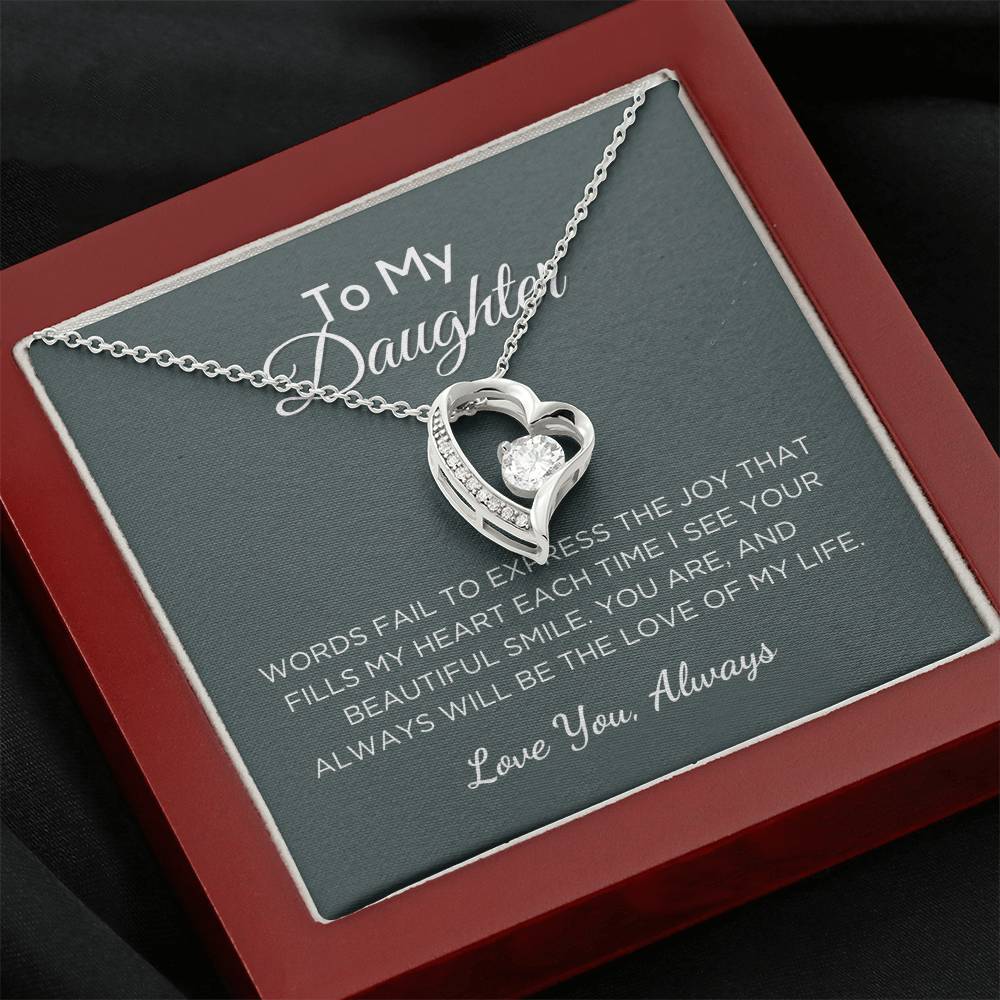 Gift For Daughter, Forever Love Pendant Necklace with Gift Box and Message Card