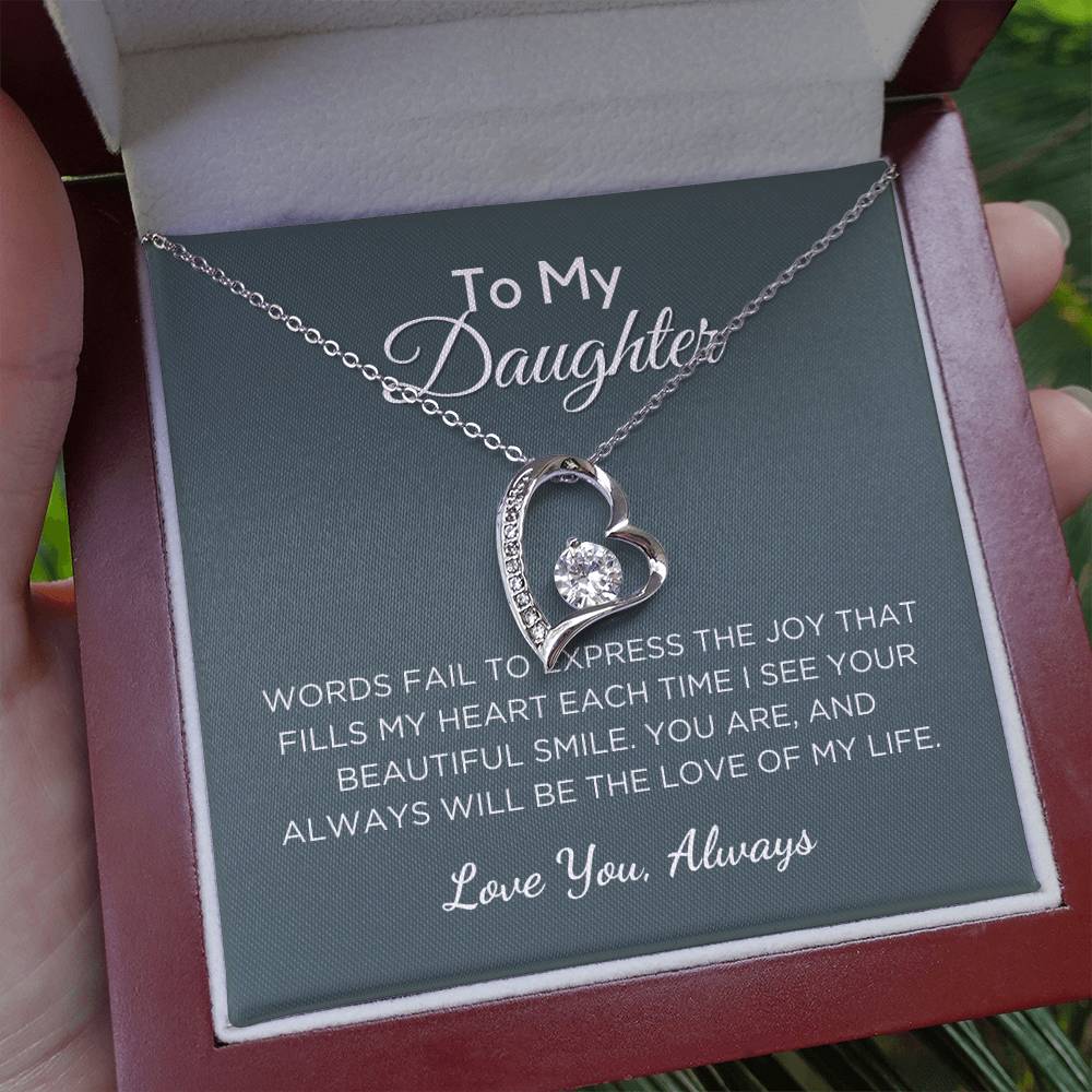 Gift For Daughter, Forever Love Pendant Necklace with Gift Box and Message Card