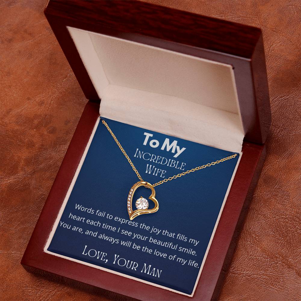 A Sentimental Necklace Gift for Your Beloved Wife with Message Card and Elegant Gift Box