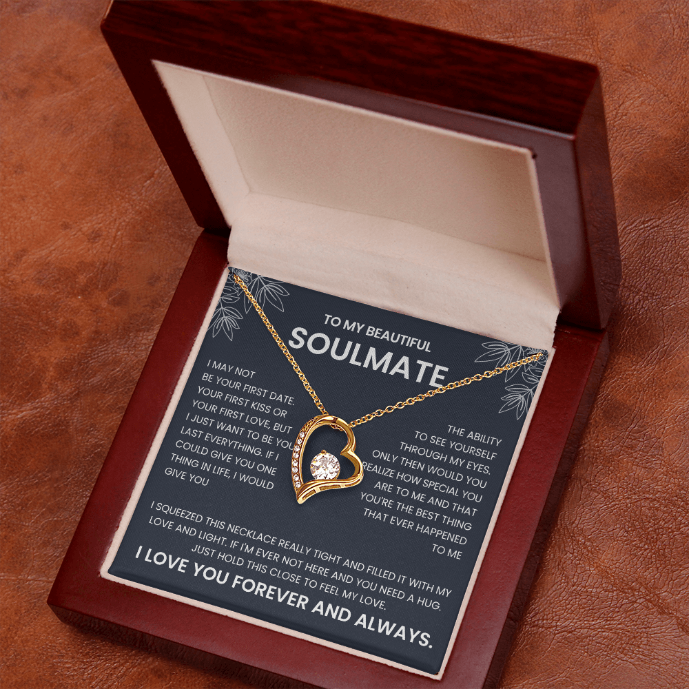 Forever Love Necklace for Soulmate | Heart Pendant Necklace Gift | Romantic Love Message Jewelry | Meaningful Gift for Her