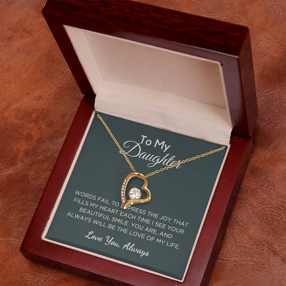 Gift For Daughter, Forever Love Pendant Necklace with Gift Box and Message Card