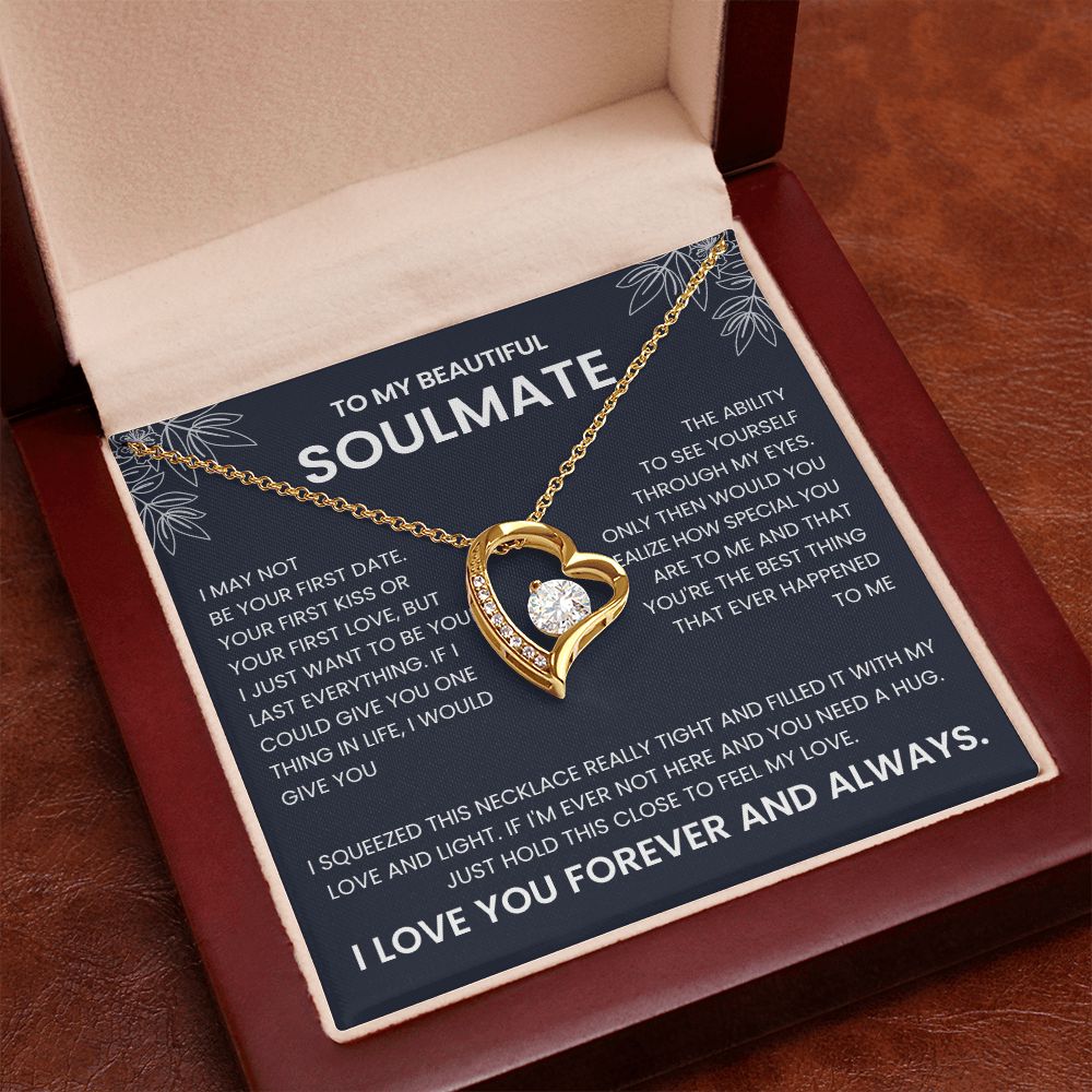 Forever Love Necklace for Soulmate | Heart Pendant Necklace Gift | Romantic Love Message Jewelry | Meaningful Gift for Her