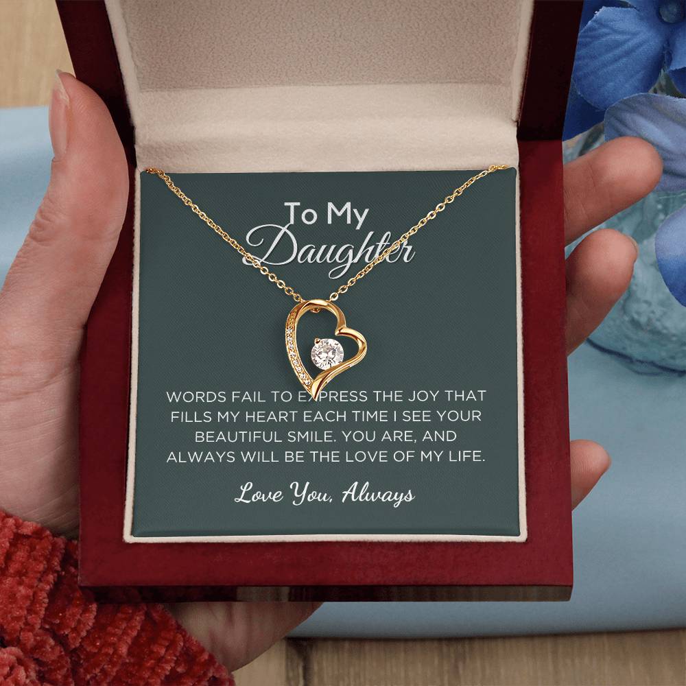 Gift For Daughter, Forever Love Pendant Necklace with Gift Box and Message Card