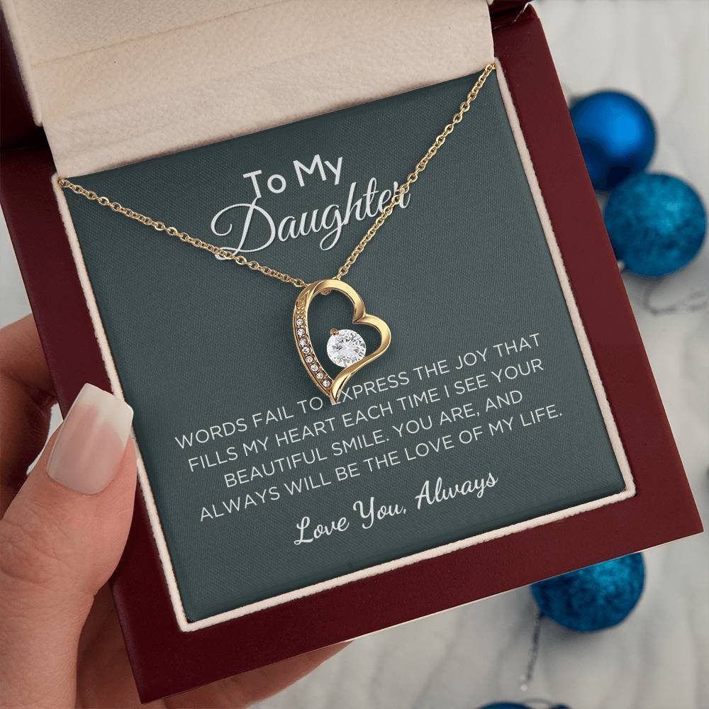 Gift For Daughter, Forever Love Pendant Necklace with Gift Box and Message Card