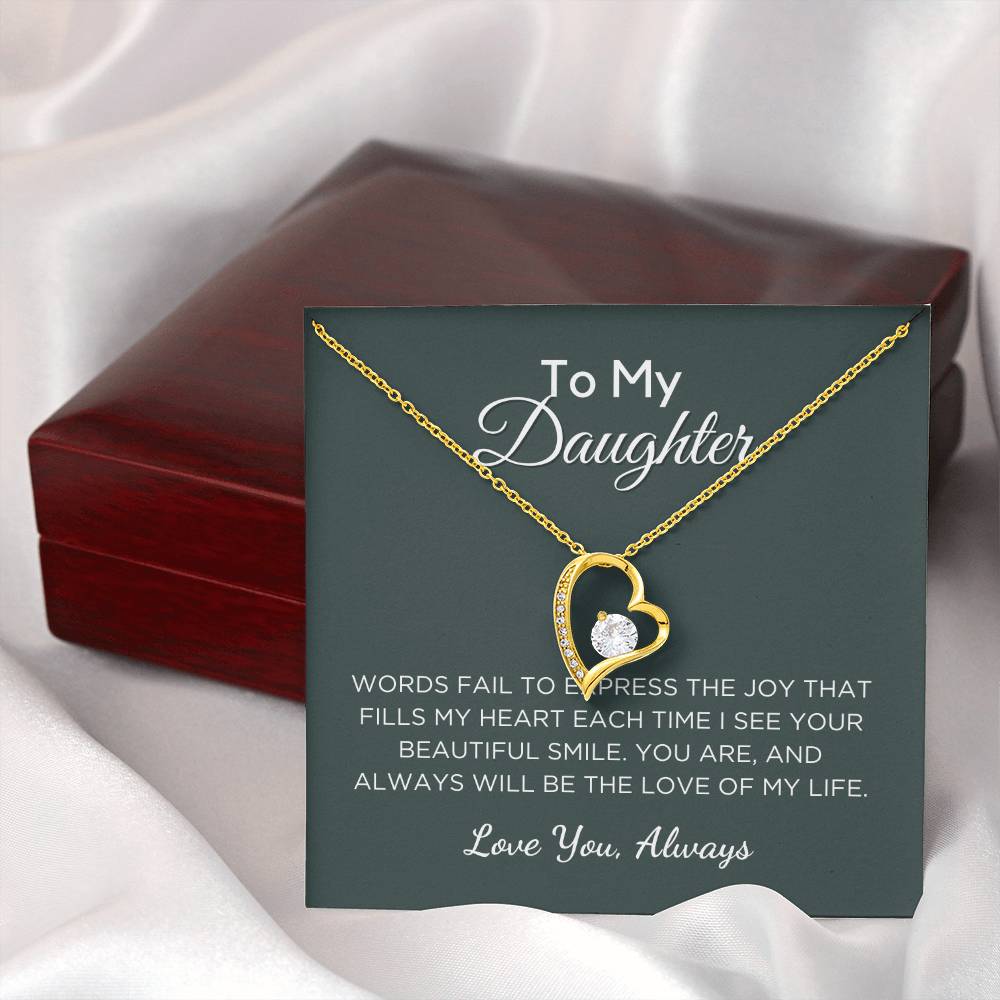 Gift For Daughter, Forever Love Pendant Necklace with Gift Box and Message Card