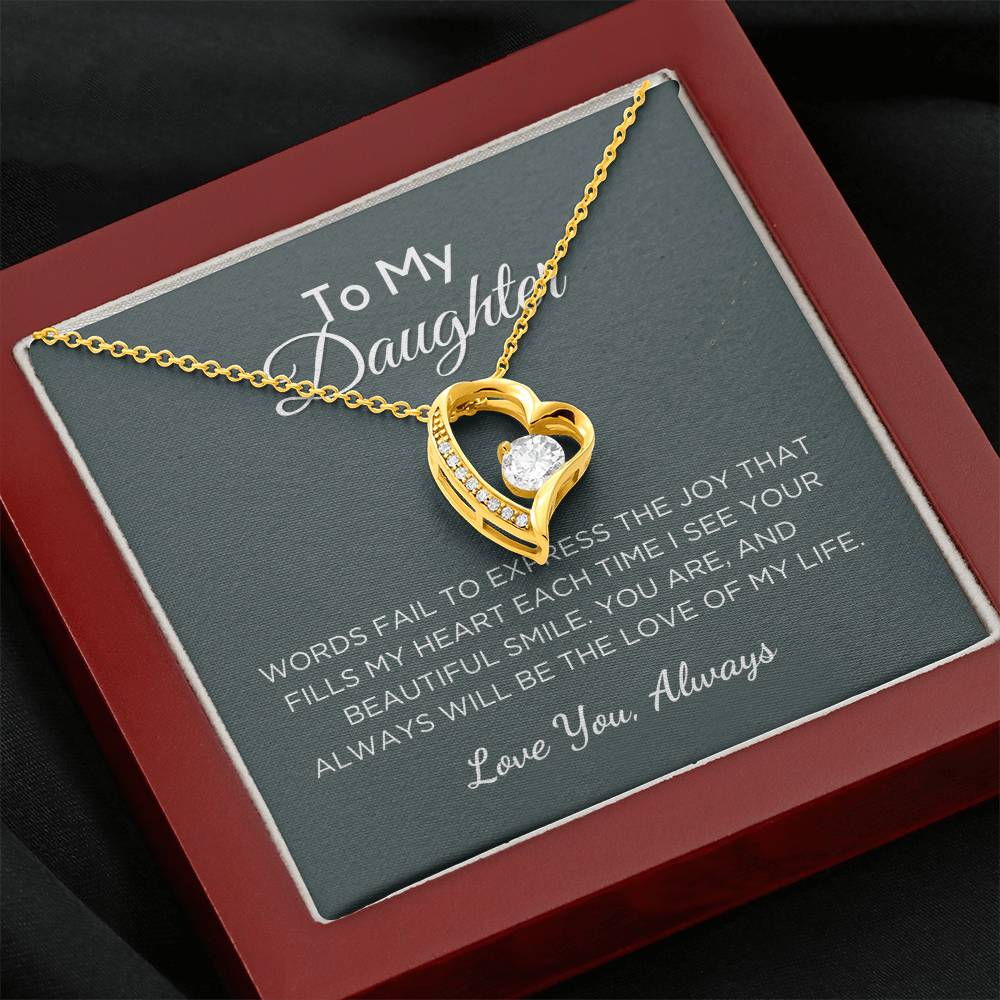 Gift For Daughter, Forever Love Pendant Necklace with Gift Box and Message Card