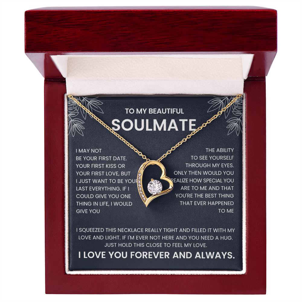 Forever Love Necklace for Soulmate | Heart Pendant Necklace Gift | Romantic Love Message Jewelry | Meaningful Gift for Her
