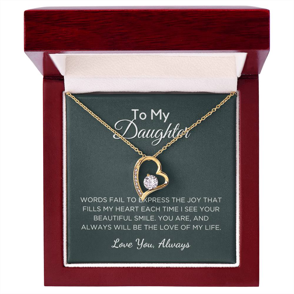 Gift For Daughter, Forever Love Pendant Necklace with Gift Box and Message Card