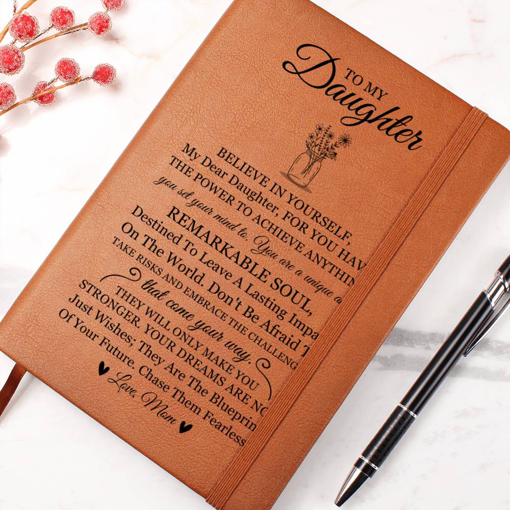 Daughter Gifts, Vegan Leather Ruled Notebook Journal, 100 Sheets, A5 Size Book
