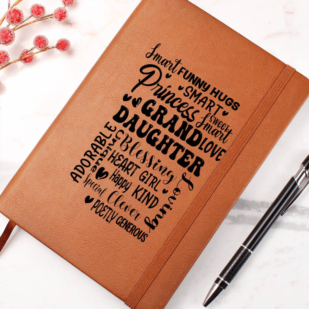 Vegan Leather Ruled Notebook Journal, Granddaughter Gifts, 100 Sheets, A5 Size Book - Adorable