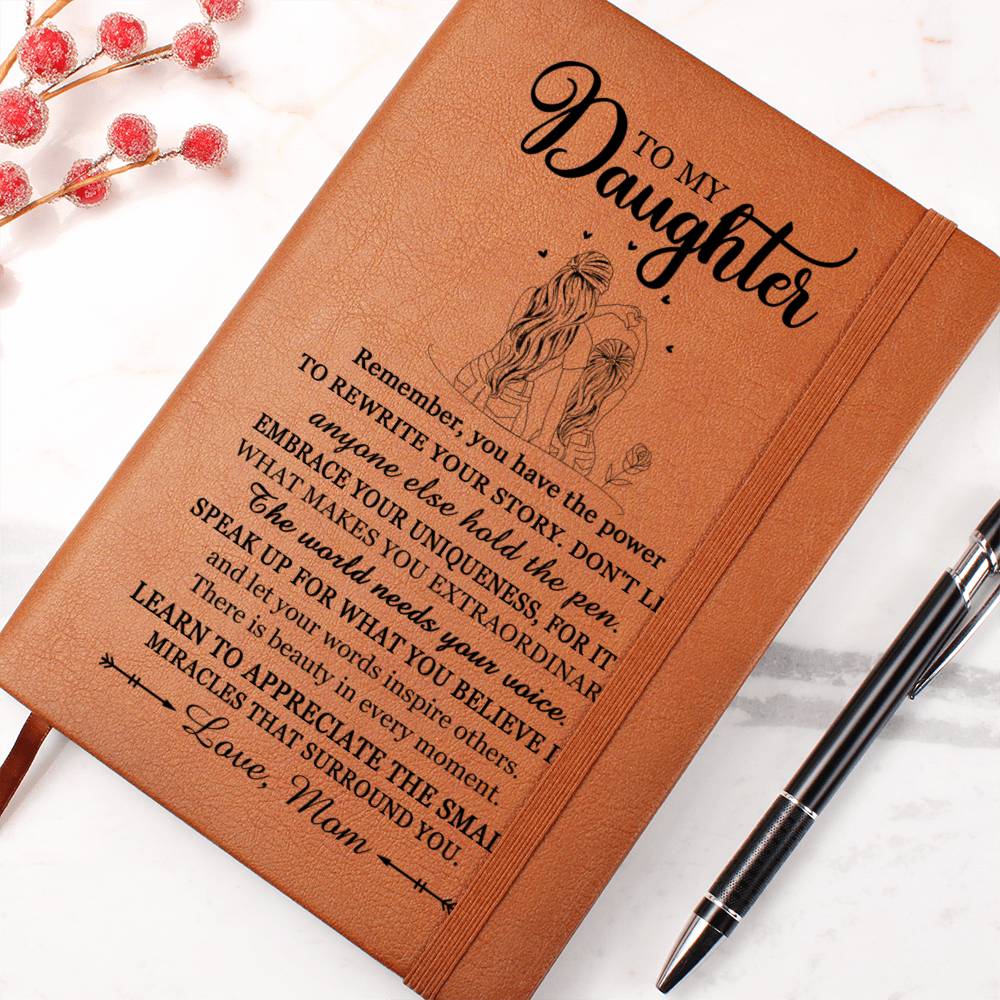 Daughter Gifts, Vegan Leather Ruled Notebook Journal, 100 Sheets, A5 Size Book