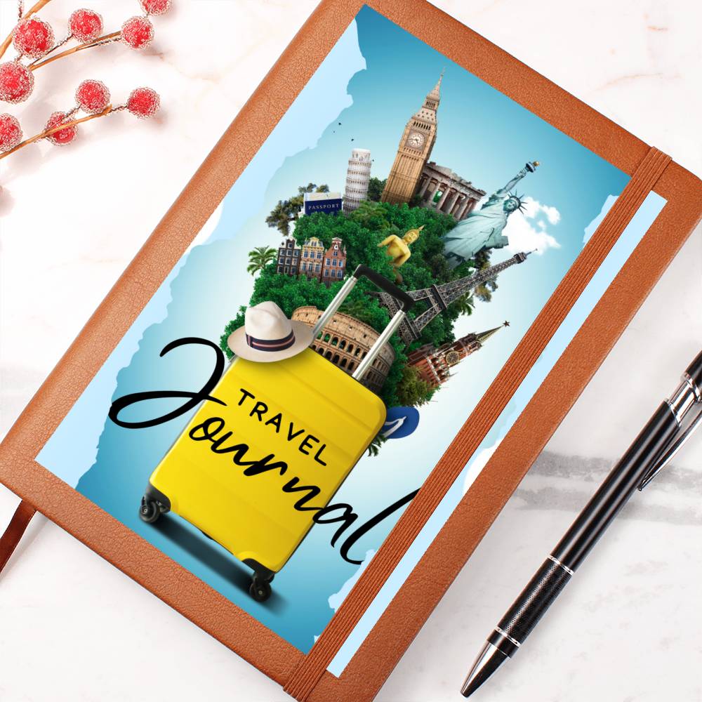 Vegan Leather Travel Journal Notebook, A5 Size, Ruled 100 Sheets