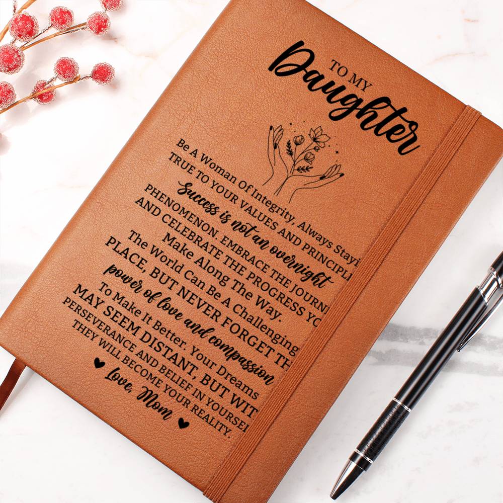 Daughter Gifts, Vegan Leather Ruled Notebook Journal, 100 Sheets, A5 Size Book