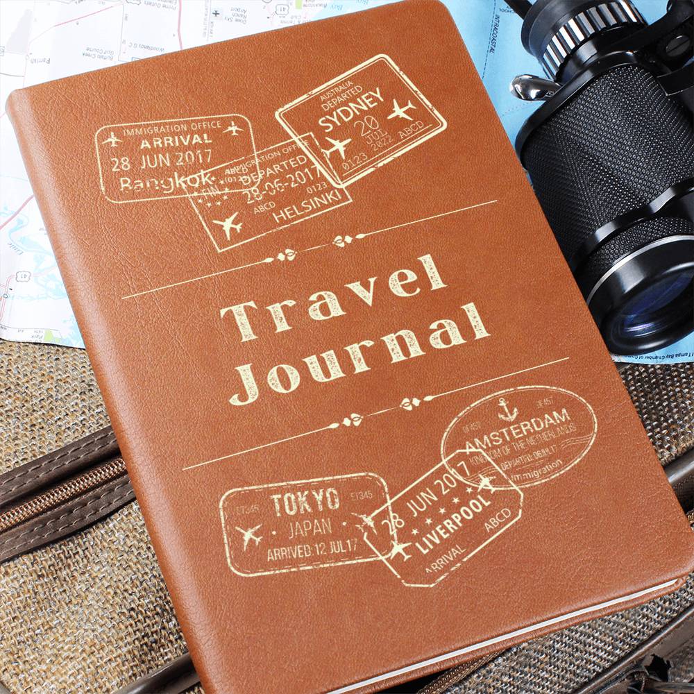 Vegan Leather Travel Journal Notebook, A5 Size, Ruled 100 Sheets