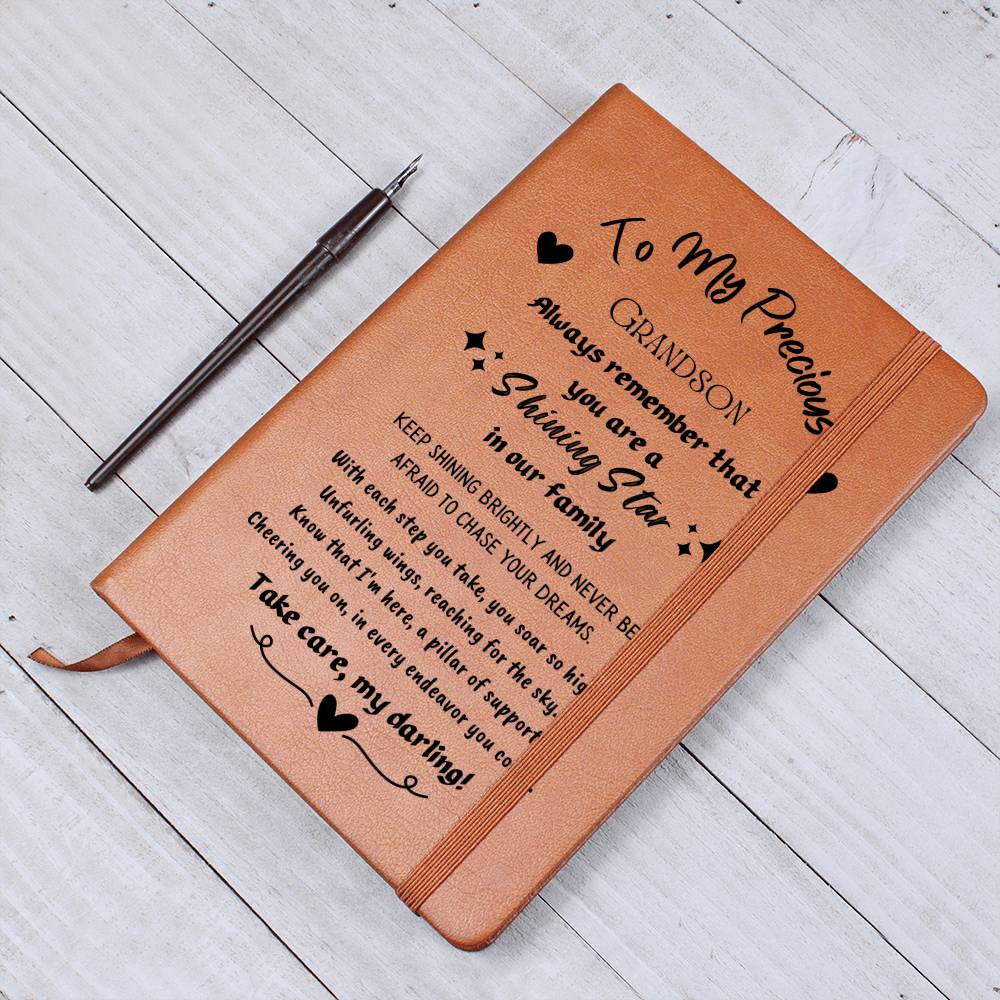 Vegan Leather Ruled Notebook Journal, Grandson Gifts, 100 Sheets, A5 Size Book