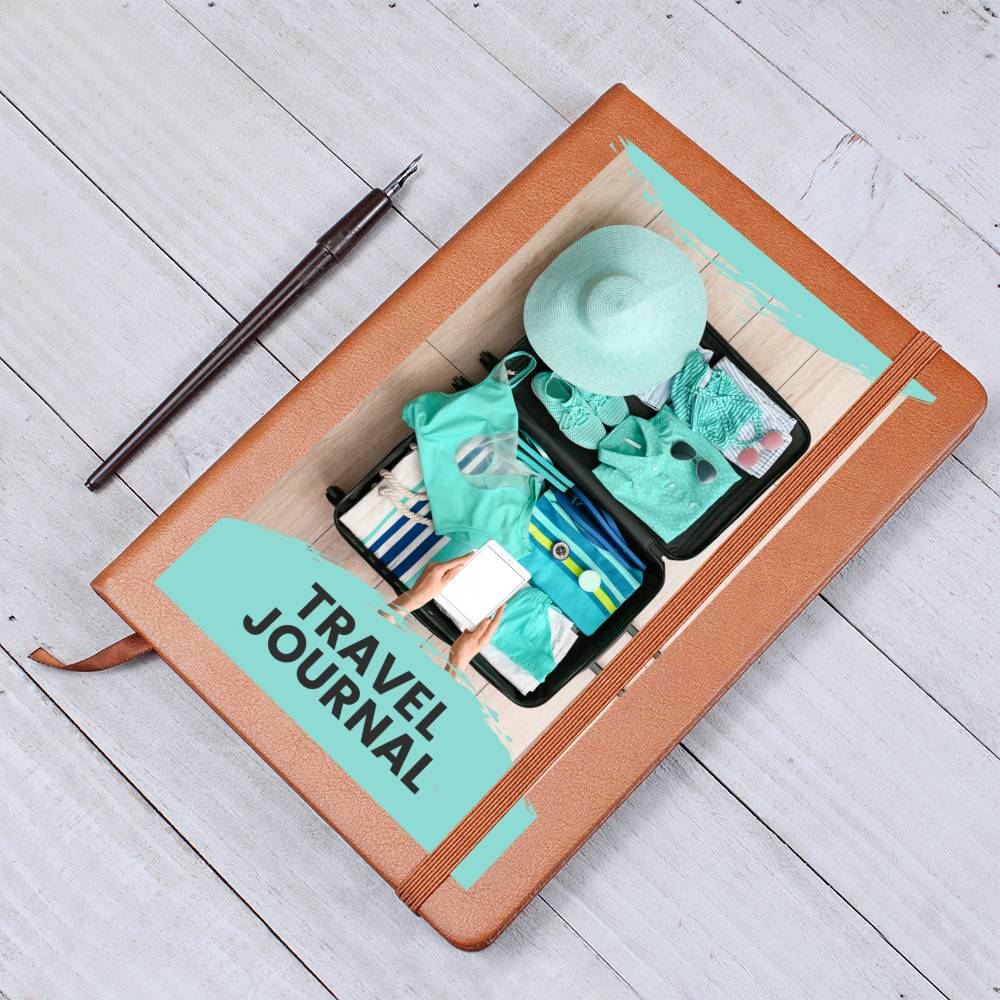 Vegan Leather Travel Journal Notebook, A5 Size, Ruled 100 Sheets