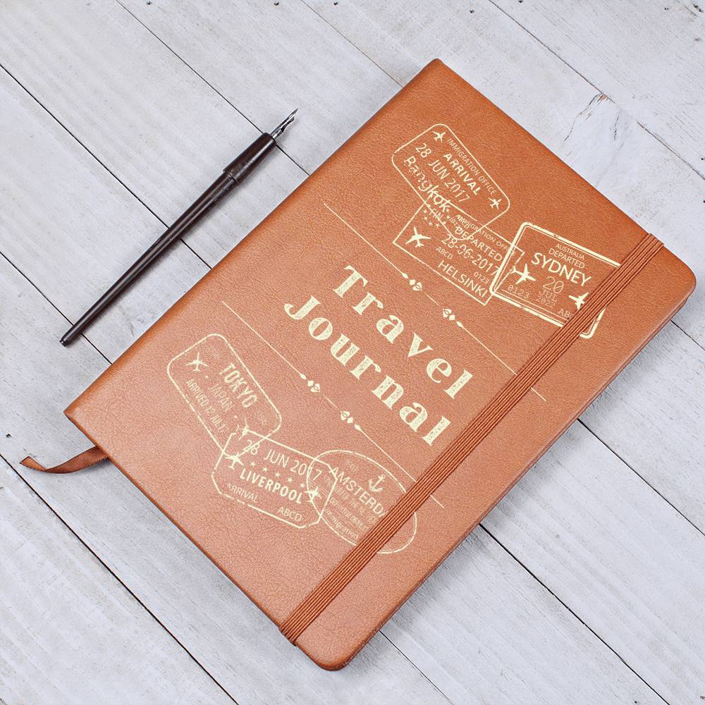 Vegan Leather Travel Journal Notebook, A5 Size, Ruled 100 Sheets