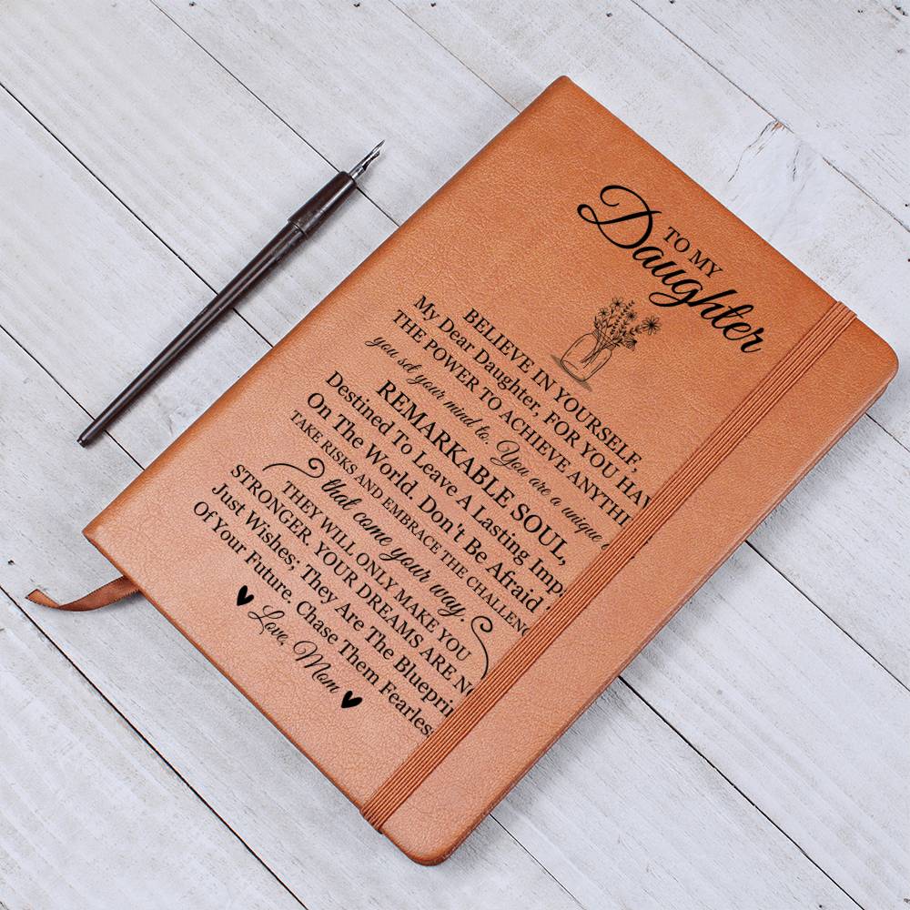 Daughter Gifts, Vegan Leather Ruled Notebook Journal, 100 Sheets, A5 Size Book