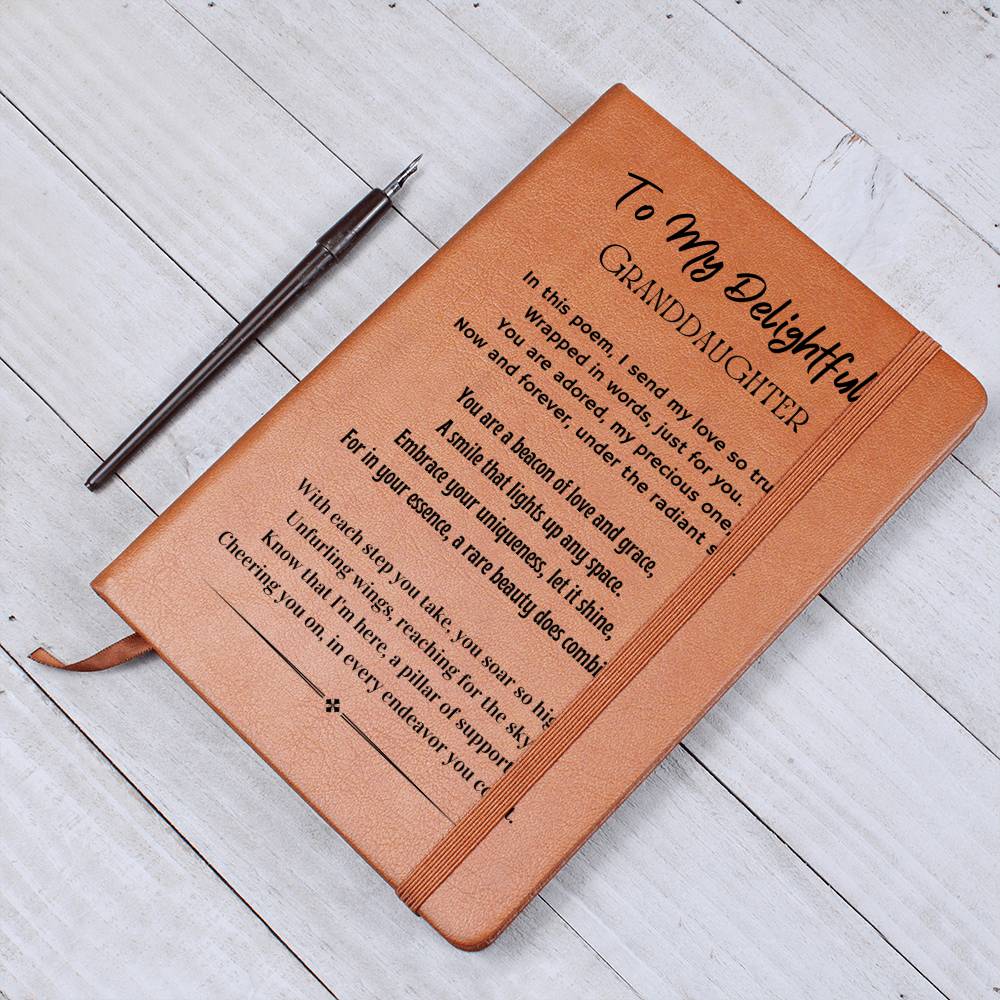 Vegan Leather Ruled Notebook Journal, Granddaughter Gifts, 100 Sheets, A5 Size Book