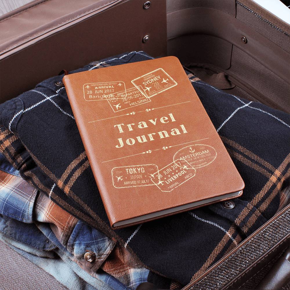 Vegan Leather Travel Journal Notebook, A5 Size, Ruled 100 Sheets