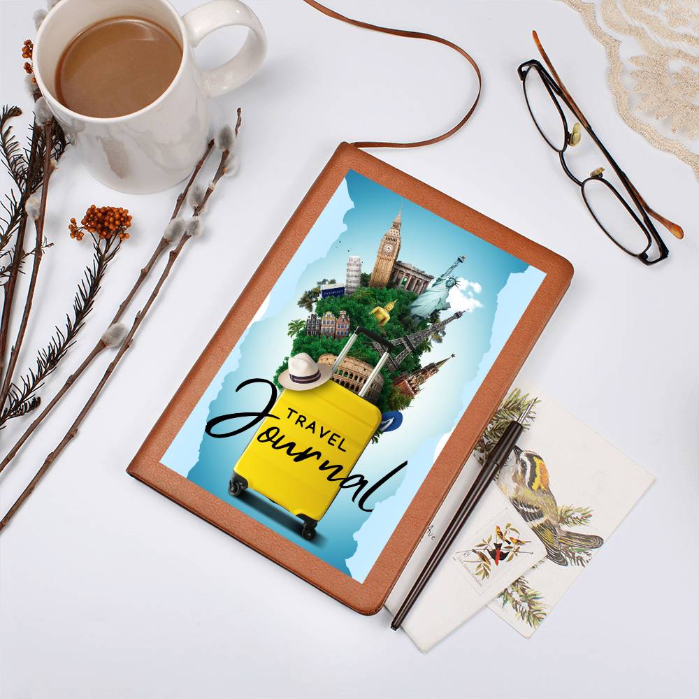 Vegan Leather Travel Journal Notebook, A5 Size, Ruled 100 Sheets