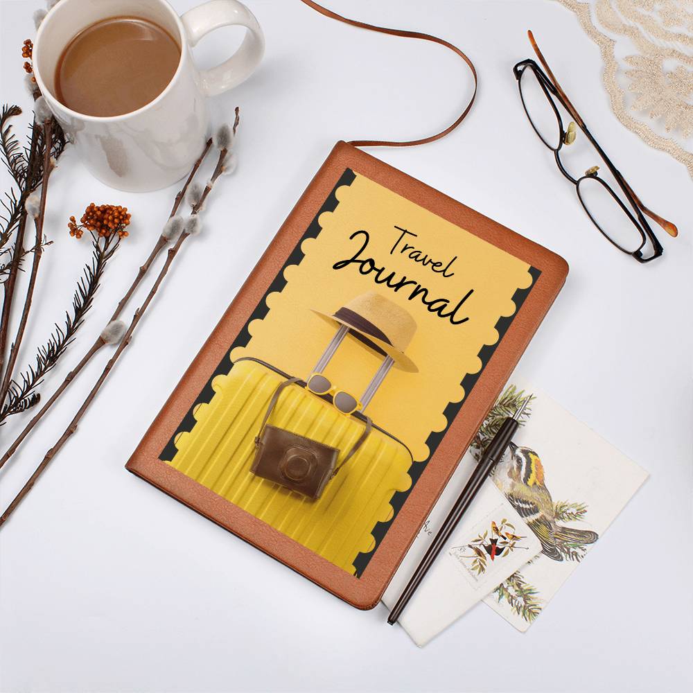 Vegan Leather Travel Journal Notebook, A5 Size, Ruled 100 Sheets