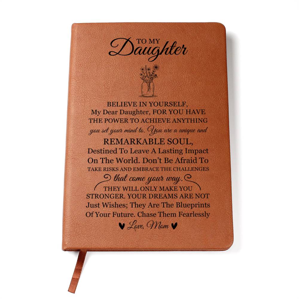 Daughter Gifts, Vegan Leather Ruled Notebook Journal, 100 Sheets, A5 Size Book
