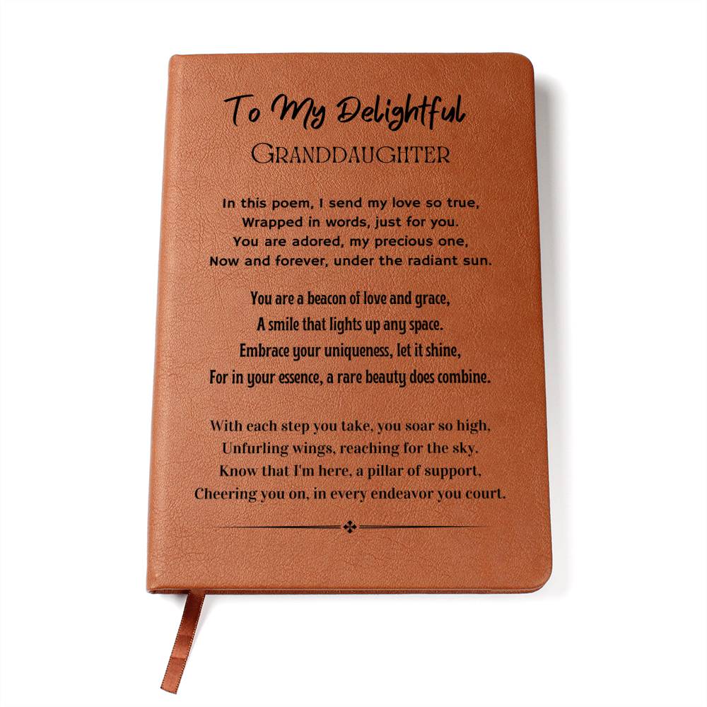 Vegan Leather Ruled Notebook Journal, Granddaughter Gifts, 100 Sheets, A5 Size Book
