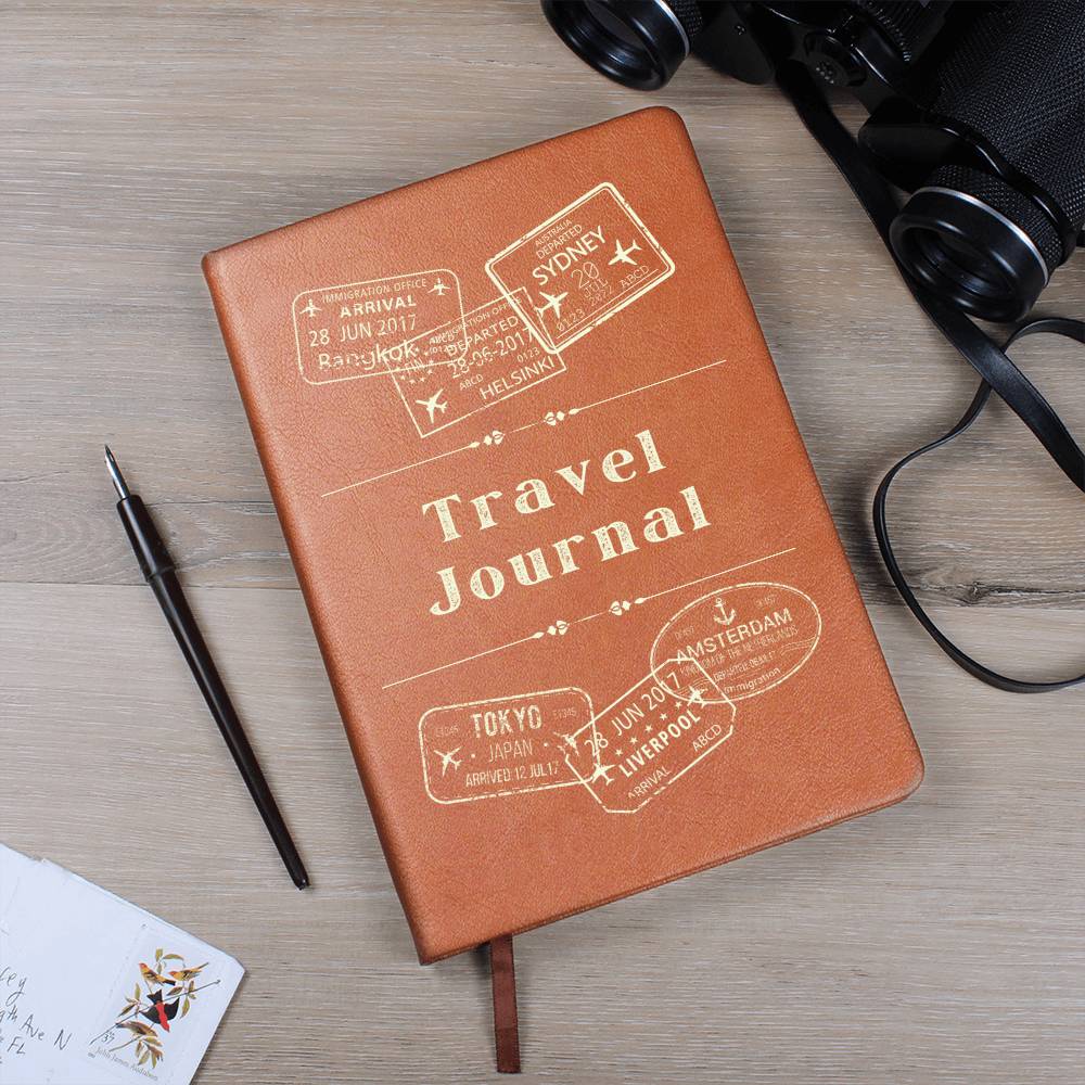 Vegan Leather Travel Journal Notebook, A5 Size, Ruled 100 Sheets