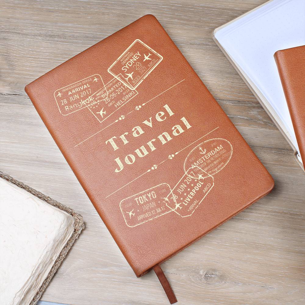 Vegan Leather Travel Journal Notebook, A5 Size, Ruled 100 Sheets