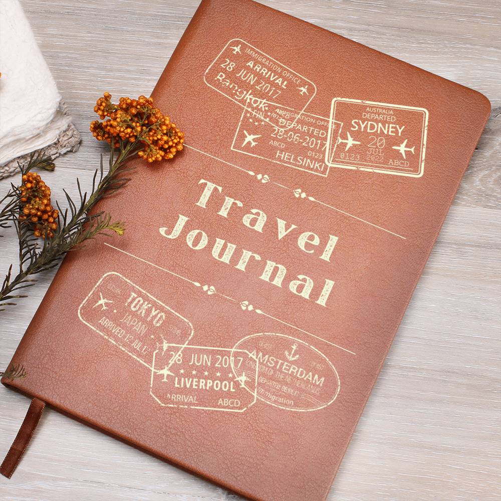 Vegan Leather Travel Journal Notebook, A5 Size, Ruled 100 Sheets