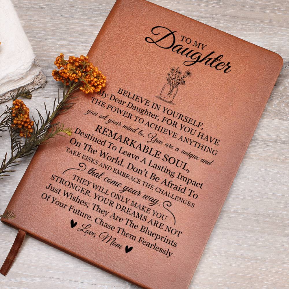 Daughter Gifts, Vegan Leather Ruled Notebook Journal, 100 Sheets, A5 Size Book