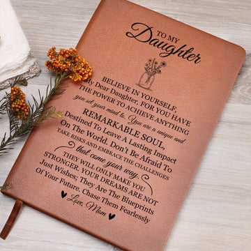 Daughter Gifts, Vegan Leather Ruled Notebook Journal, 100 Sheets, A5 Size Book