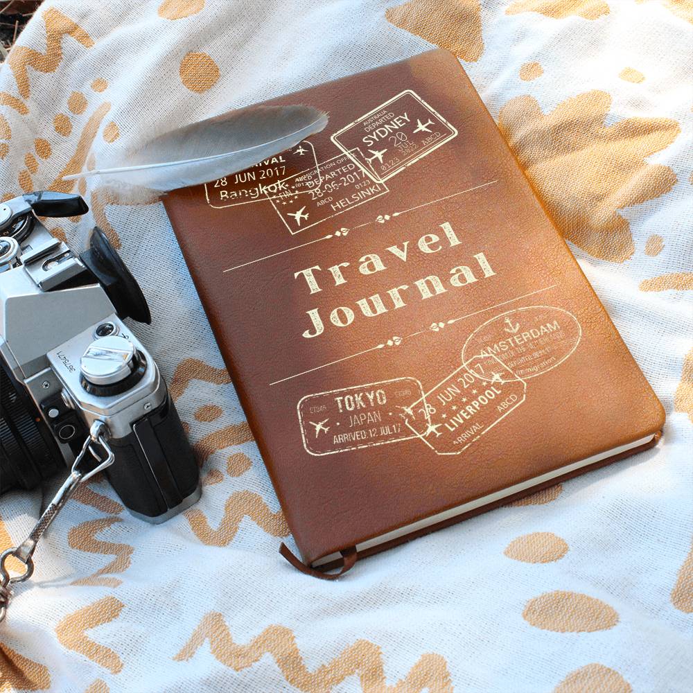 Vegan Leather Travel Journal Notebook, A5 Size, Ruled 100 Sheets