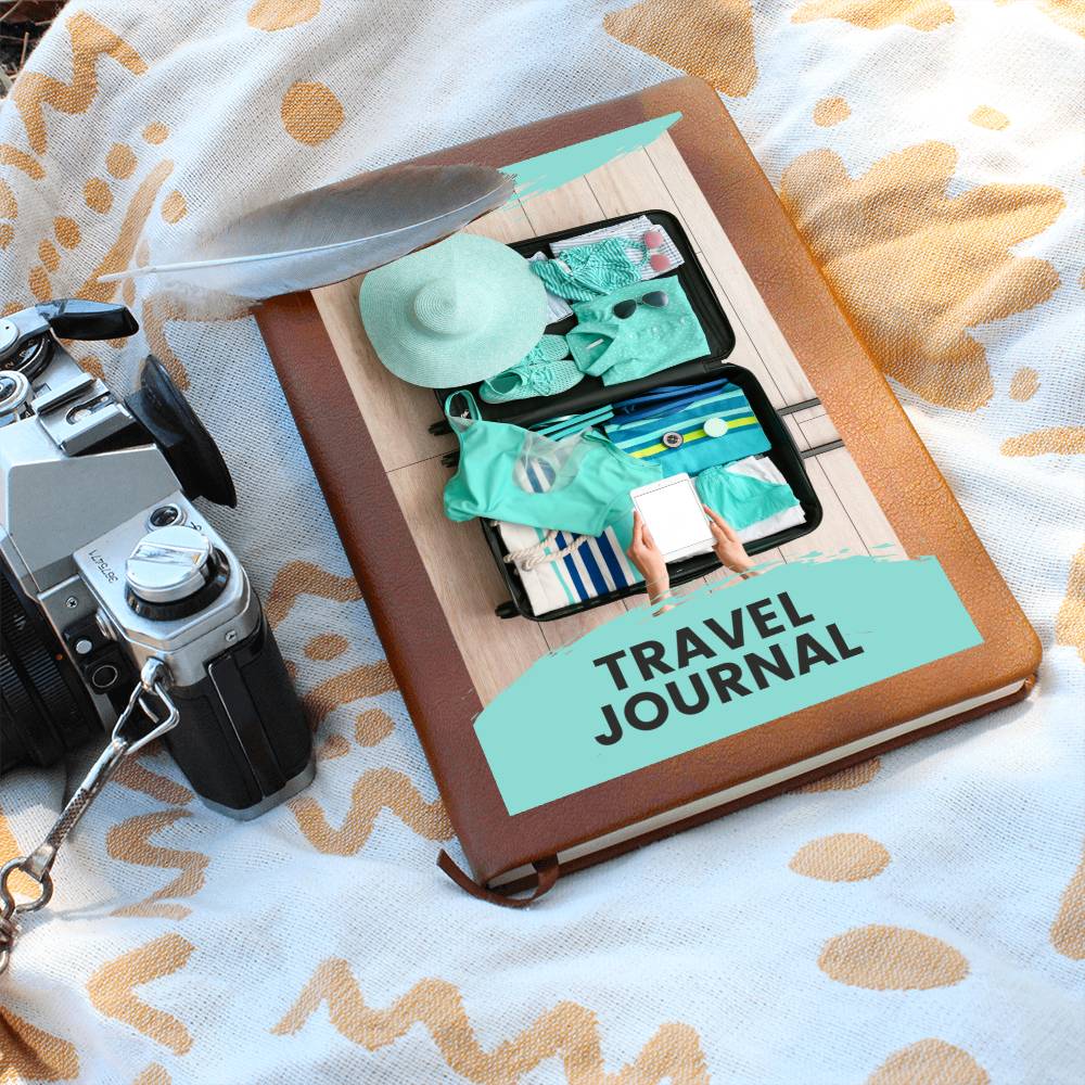 Vegan Leather Travel Journal Notebook, A5 Size, Ruled 100 Sheets