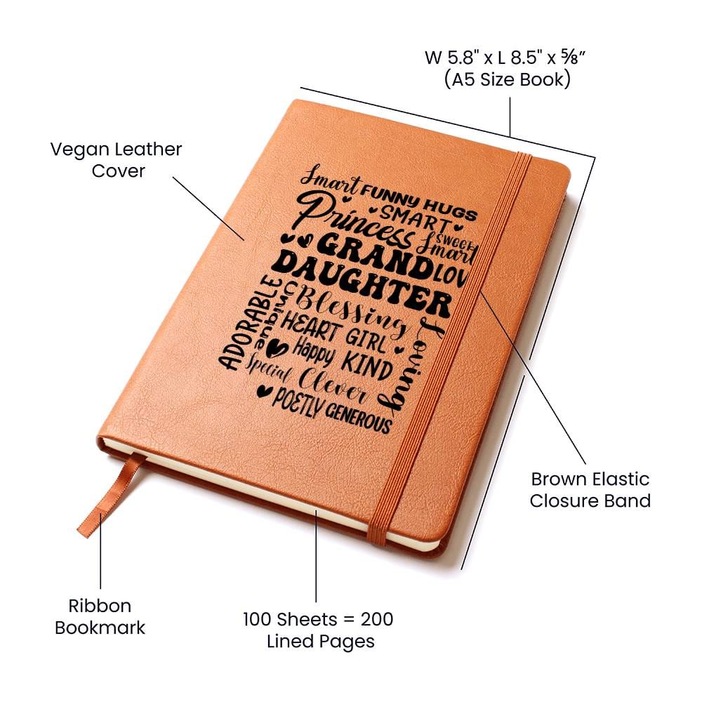 Vegan Leather Ruled Notebook Journal, Granddaughter Gifts, 100 Sheets, A5 Size Book - Adorable