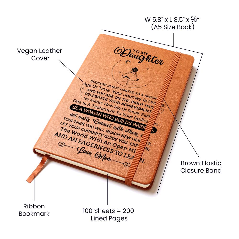 Daughter Gifts, Vegan Leather Ruled Notebook Journal, 100 Sheets, A5 Size Book