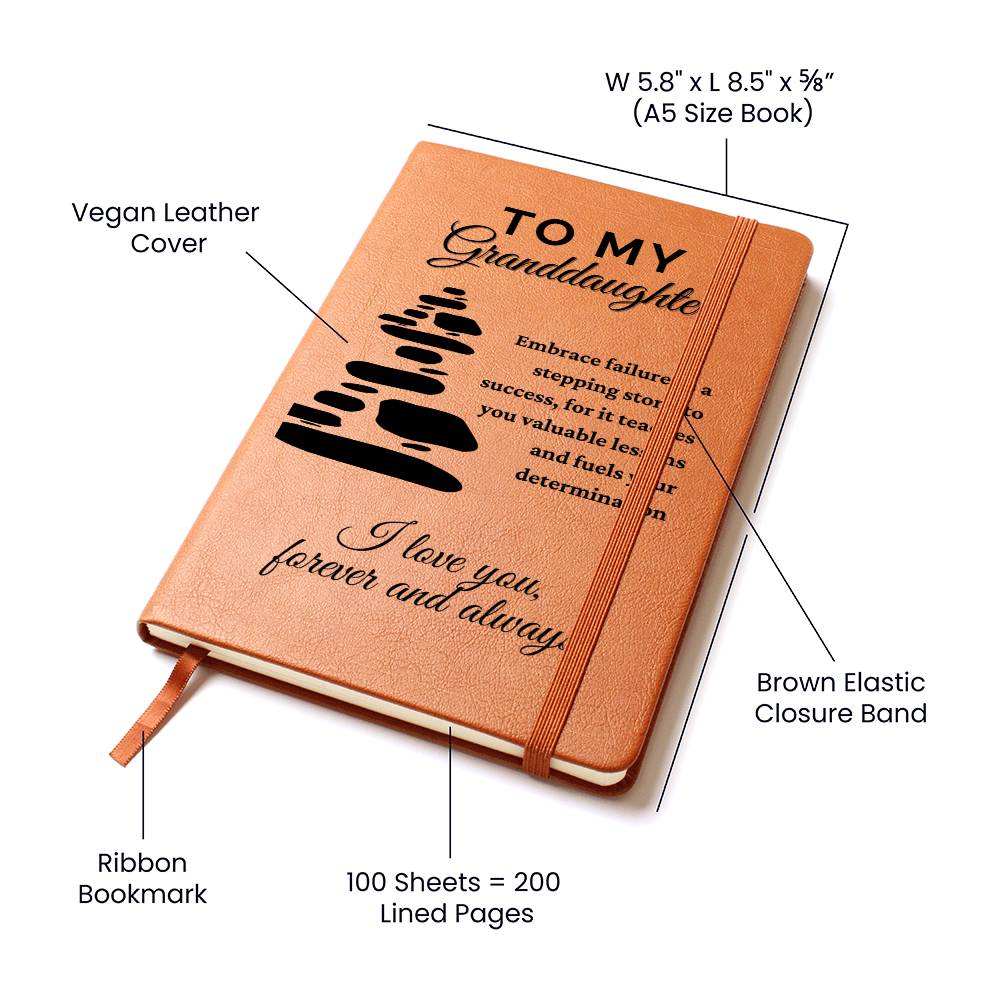 Vegan Leather Ruled Notebook Journal, Granddaughter Gifts, 100 Sheets, A5 Size Book