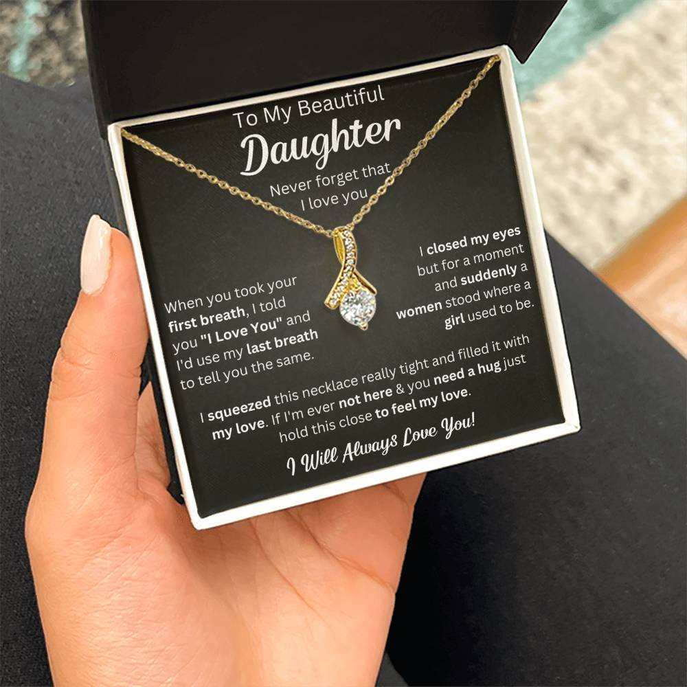 To My Daughter Necklace, Gifts For Daughter From Dad, Father Daughter Gifts From Mom, , Daughter Necklaces From Mom, To My Badass Daughter Crown Necklace, Daughter Jewelry From Dad.