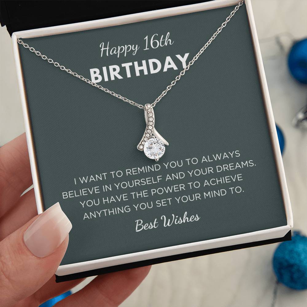 16th Birthday Gift For Her, Alluring Beauty Necklace With Message Card And Gift Box - Remind You