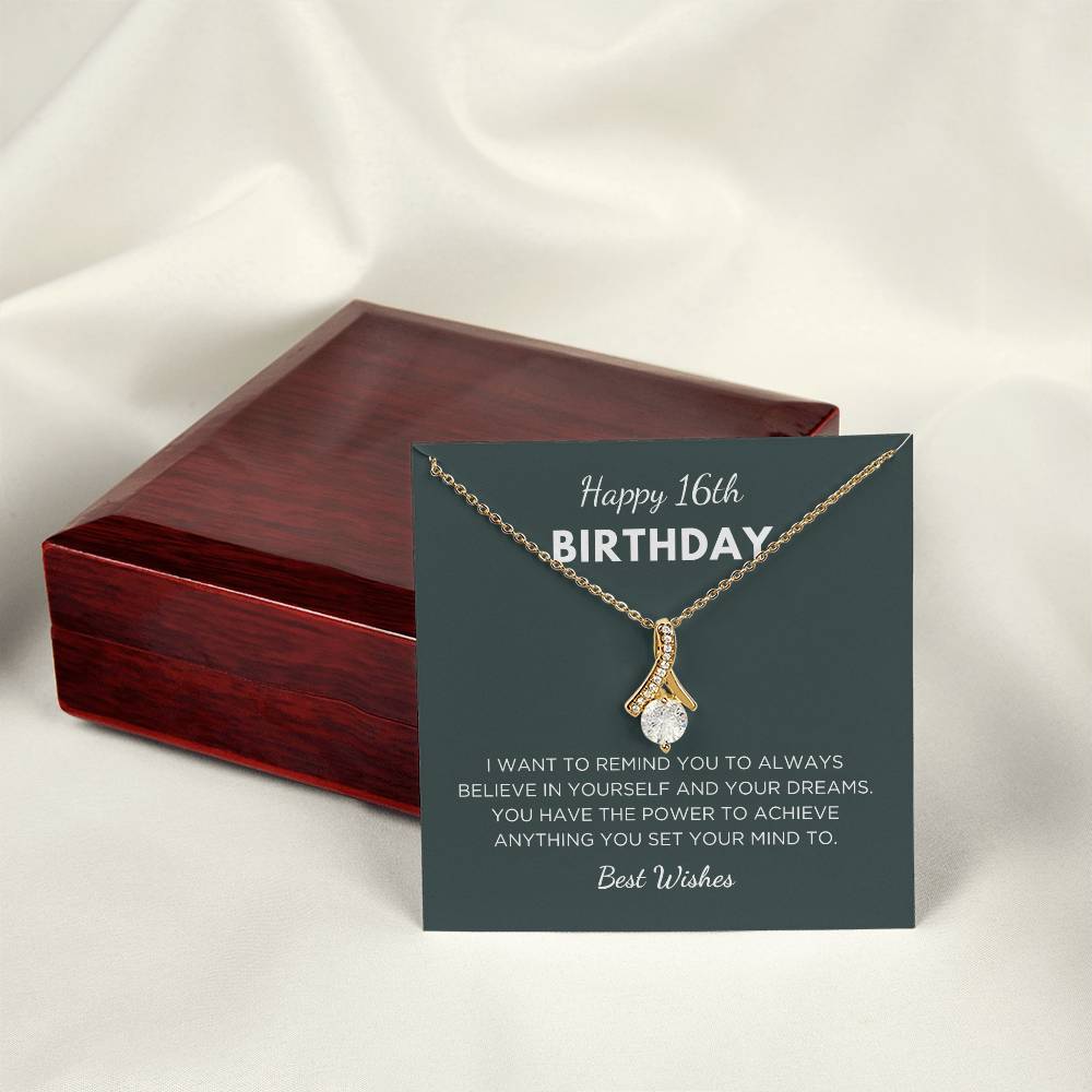 16th Birthday Gift For Her, Alluring Beauty Necklace With Message Card And Gift Box - Remind You