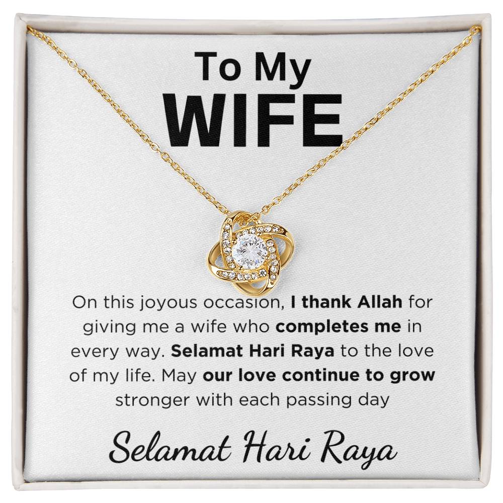 Hari Raya Gift For Wife, Love Knot Necklace With Message Card and Gift Box With LED Light