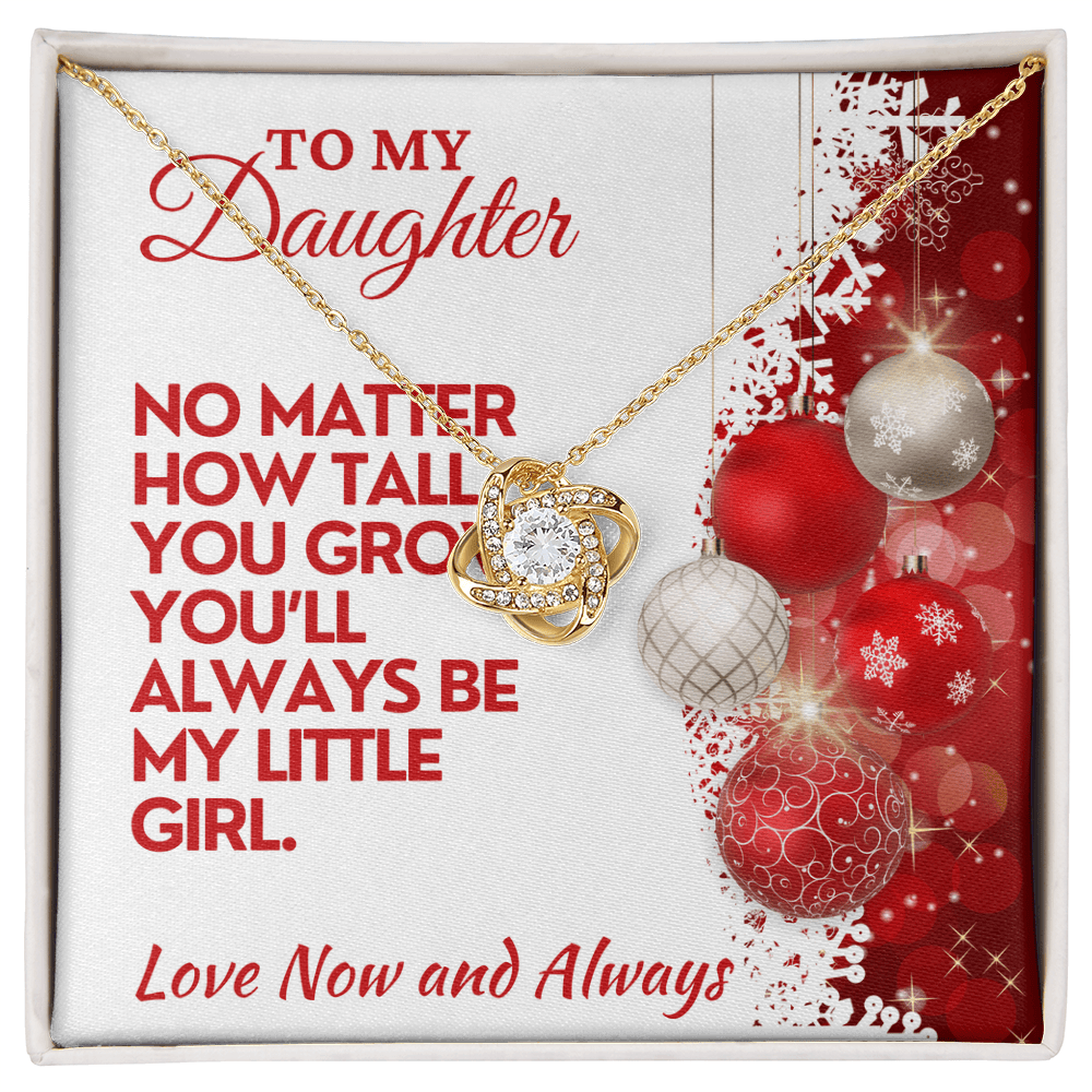 Christmas Daughter Gift, Love Knot Necklace with Message Card & Gift Box