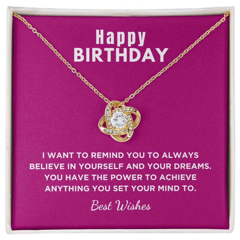 Birthday Gift For Her, Love Knot Necklace With Message Card And Gift Box - I Want To